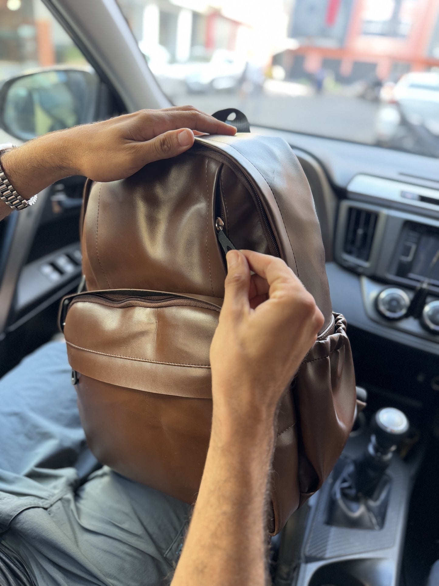 Pack Cartable+ Pochette +Porte-cartes En Semi Cuir