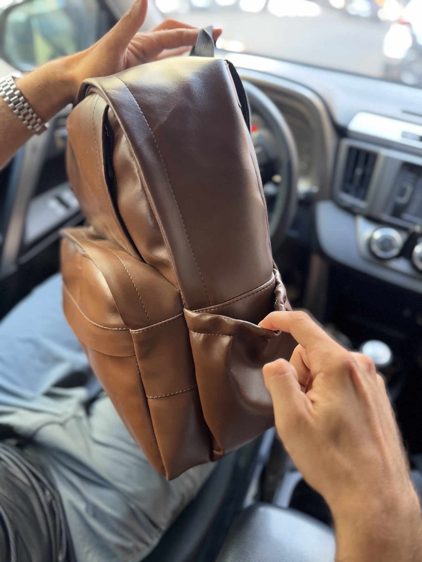 Pack Cartable+ Pochette +Porte-cartes En Semi Cuir