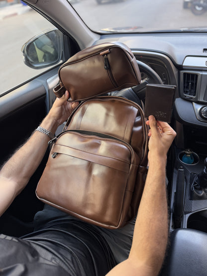 Pack Cartable+ Pochette +Porte-cartes En Semi Cuir