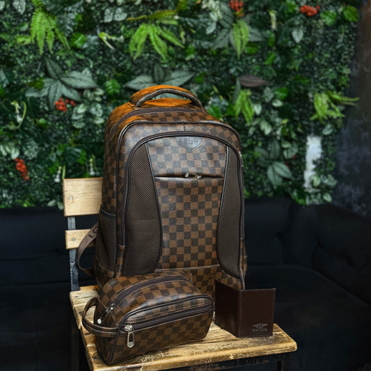 Pack Cartable+ Pochette +Porte-cartes LV Marron