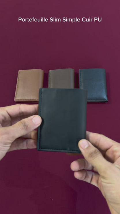 Portefeuille Slim en Cuir PU Simple